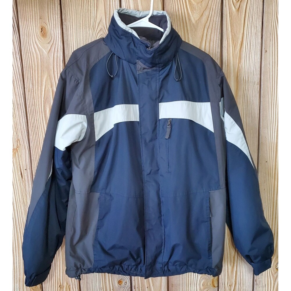 Canyon River Blues Jacket Mens Small 34-36 Blue Hooded Color Block Parka 5 Pckts
